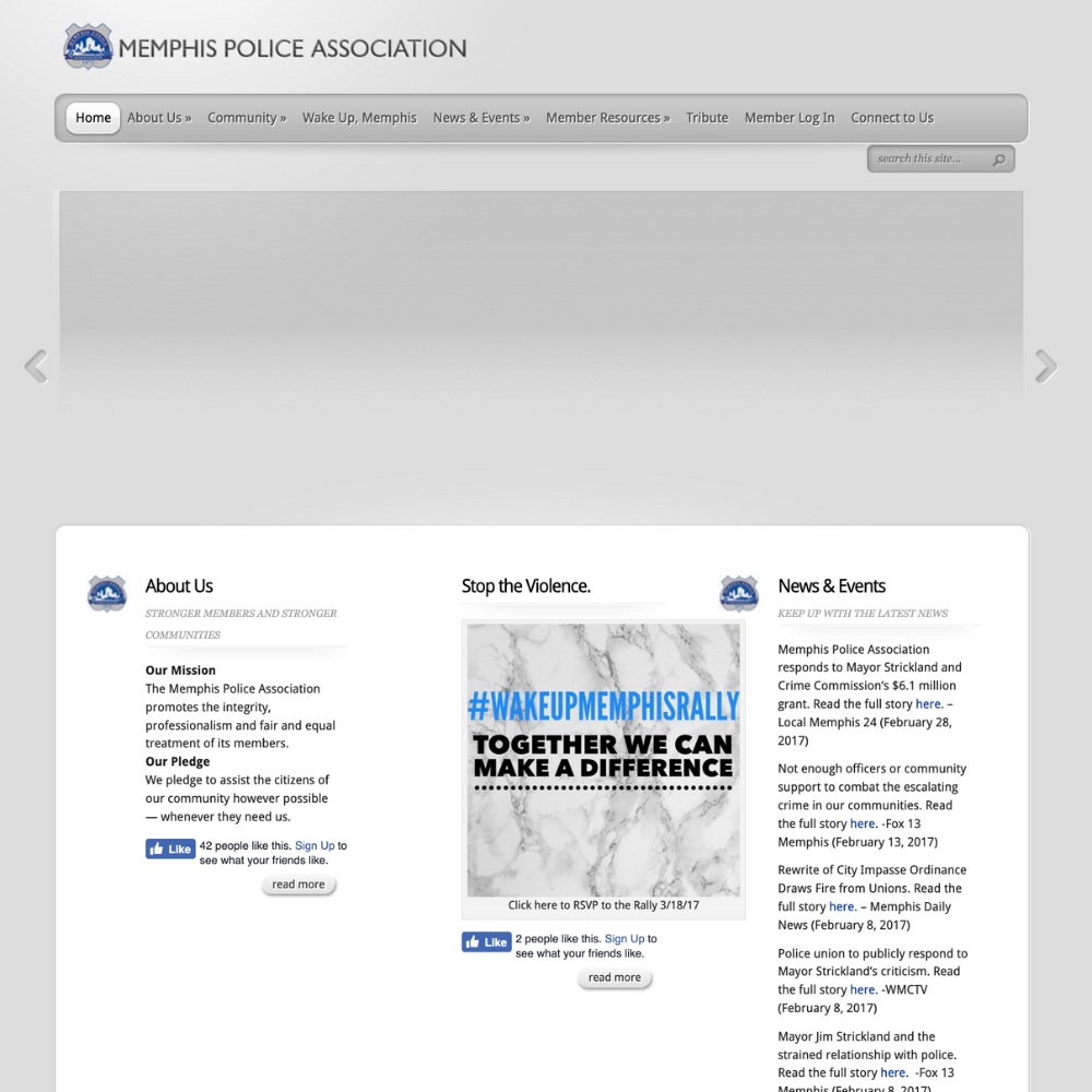 Memphis Police Association Website Before We Redesigned the Website